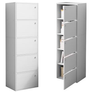 Weißer Schrank mit geschlossenen und offenen Türen, der die Aufbewahrung zeigt - Schreibwaren & Schreibmaterial