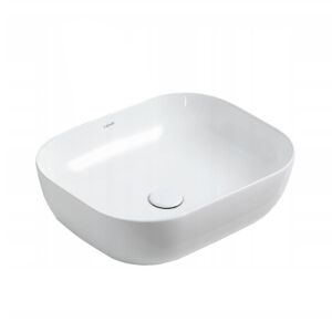 Biała prostokątna umywalka nablatowa ceramiczna Rebiko - Umywalka