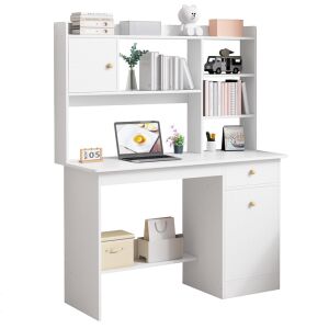 Számítógépasztal, Íróasztal Laptophoz, minimalista 7 POLCCAL, fehér 139891363 - Számítógépasztal