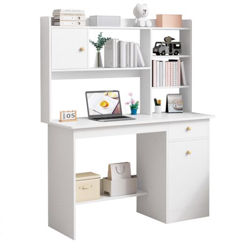 Fodym számítógépasztal, íróasztal, fehér 7 polccal 139891327