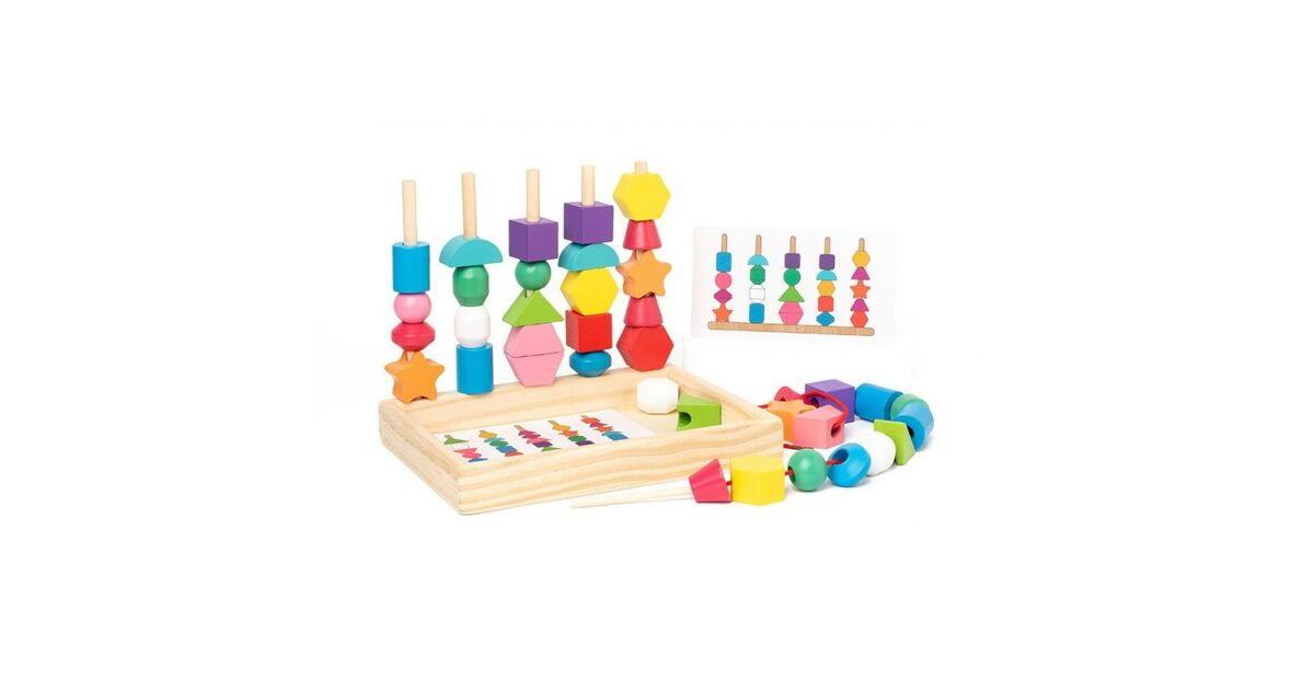 Montessori válogató játék, KipHome, fából, geometriai formák,+3 Év, 25 darab, 21,5 x 16 x 3 cm, Multicolor 131953142