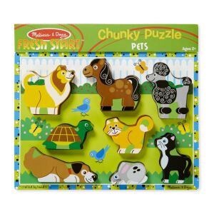 Melissa & Doug Kis Kedvencek fa puzzle - Kutyát, macskát, lovat és más állatokat ábrázoló fa puzzle - Melissa & Doug