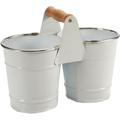 Blumentopf Silberfarben Metall Holz Weiß 131986492