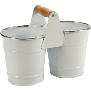 Ghiveci Argintiu Metal Lemn Alb 131986492 - Unelte de grădină