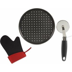 Zestaw Kuchenny Pizza Czarny Stal nierdzewna Plastikowy 33 x 2 x 33 cm (3 pcs) 131986501 - Krajalnica do pizzy