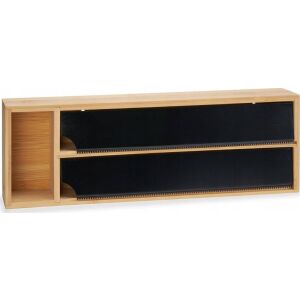 Dozownik Pojedyńczy Folia Naturalny Czarny Stal nierdzewna Bambus (40 x 7 x 13 cm) 131986891 - Przechowywanie i sortowanie