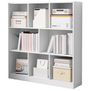 Raft deschis modern alb, cu sertare, 8 rafturi, 100 cm 139894493 - Depozitare pantofi, Fotolii suspendate, Fotolii, Scaune suspendate și Biblioteci și rafturi