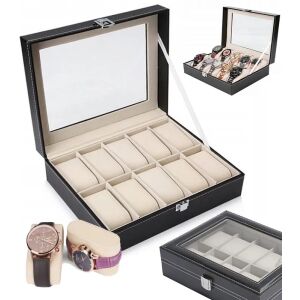 Elegáns fekete ékszertartó etui 10 órának 131989764 - Óraforgató & óratartó doboz