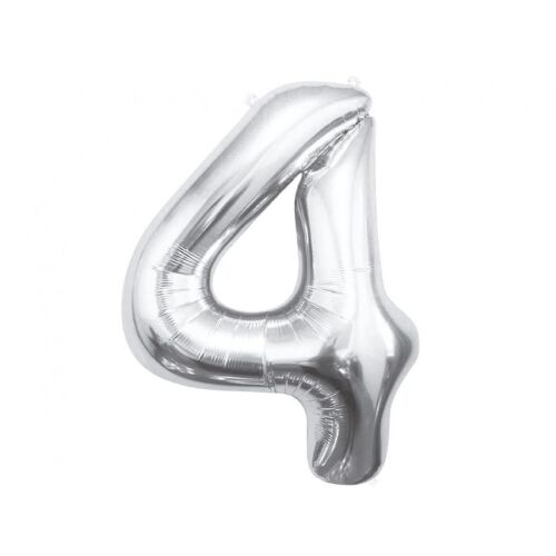 Ezüst 4-es szám fólia lufi, 85 cm - Lufi