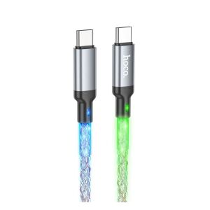 HOCO U112 adatkábel Type-C - Type-C, LED fény, FEKETE 131992673 - USB kábel