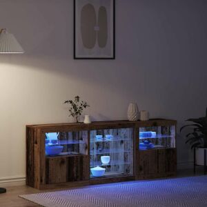 vidaXL Széf LED -es lámpákkal Régi fa 181.5 x 37 x 67 cm Faanyag 140650233 - Tálalószekrény