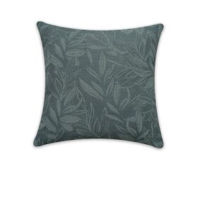 Jacquard sötétzöld díszpárna levélmintával, 45x45 cm - Díszpárna