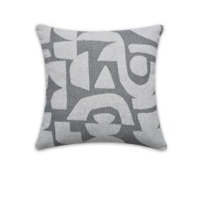 Jacquard Szürke Díszpárna Geometrikus Mintával, 45x45 cm - Díszpárna