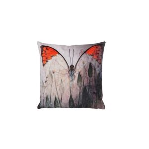 Pillangós díszpárna, vajszín és narancssárga, 45x45 cm - Díszpárna