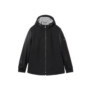 Desigual Arnaldo fekete férfi kabát kapucnival és műbőr ujjakkal - Desigual