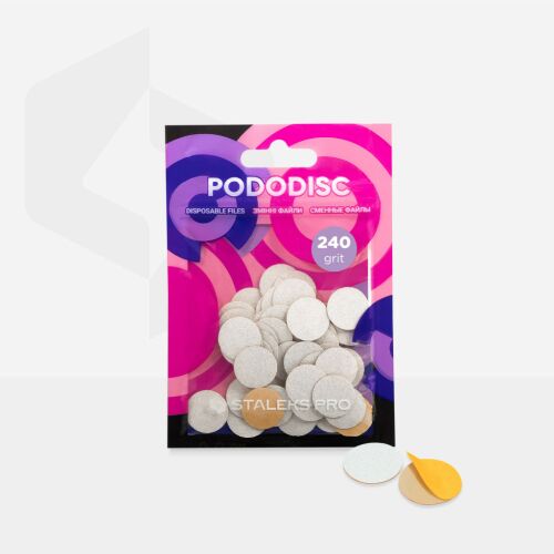 Staleks PodoDisc Pro Expert Fehér Eldobható Lemezek S, 240 szemcse, nyitott csomag lemezekkel - Műköröm csiszológép kiegészítő