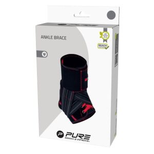 Orteza Glezna Pure 2 Improve Deluxe – Mărimea M | Negru cu Roșu | Compresie Reglabilă cu Velcro 135911428 - Fixarea articulațiilor