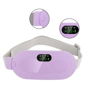 Brušný pás s vyhrievaním a masážou na bolesti brucha, bedrovej chrbtice a menštruačné bolesti s 3 úrovňami vyhrievania a 3 programami s vibračnou masážou, prenosný, fialová farba ABYZ™
