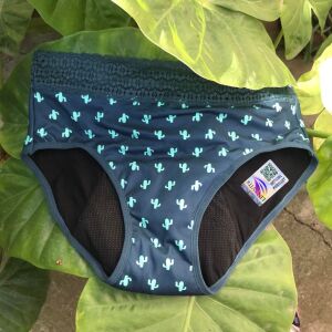 Mehrfarbige Menstruationshöschen - Kaktusmuster - Grün - Kaktusmuster, XXL