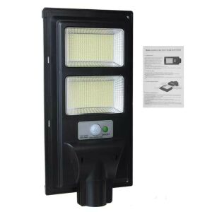 Lampa solara stradala KipHome, cu suport de prindere si telecomanda, senzor de miscare si lumina, 96 LED-uri, IP65, ABS, 5AH, 100W, temperatura culoare 6500K, 37.8x18.8x5 cm, autonomie 10-12 132091013 - Lămpi stradale