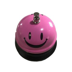 Clopotel Metalic Multifunctional, KipHome, Roz cu Imprimeu SMILEY FACE, 7.5 x 7.5 x 6.5 cm, Dresaj, Receptie, Restaurante, 132091036 - Sonerii
