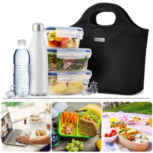 Női szigetelt táska, Zagatto, Fekete, Ideális piknikezéshez, strandra, utazáshoz, napi bevásárláshoz, 11L, Méretek 30x15x26,5 cm, Szigetelt fő rekesz, ZG959 136120875 - Uzsonnás táska