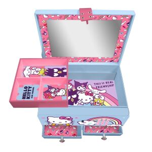 Cutie de bijuterii muzicală Hello Kitty și Prietenii deschisă, cu blocare cu cod - Decorațiuni