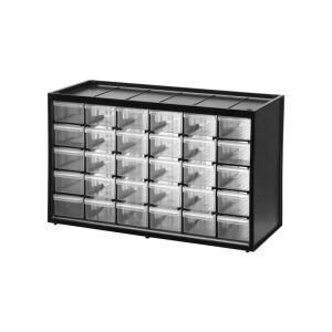 STANLEY 30-Schubladen Kleinteile-Organizer, wandmontierbarer Aufbewahrungsschrank mit transparenten Schubladen - Werkzeug- & Teilesortierer