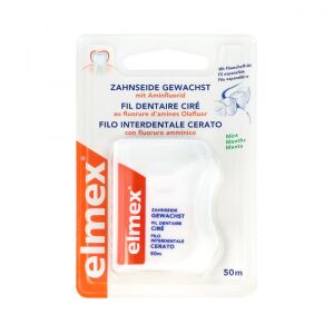 Elmex Nić do zębów woskowana miętowa  1szt-50m 132121492 - Nić dentystyczna