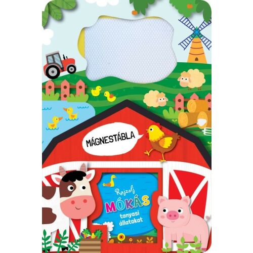 Mágnestábla - Rajzolj mókás tanyasi állatokat borító. Mágneses rajztábla könyv gyerekeknek tanyasi állatokkal.