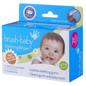 Brush-Baby Kamillás Fogzásravaló Törlőkendők Csecsemőknek 0-16 hó, 20 db 132149611