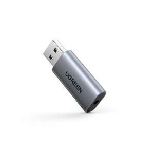 UGREEN CM383 USB auf 3,5 mm Audio Adapter, Grau - Ugreen