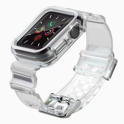 Przezroczysty pasek i etui TPU do Apple Watch 44mm - Czysty widok