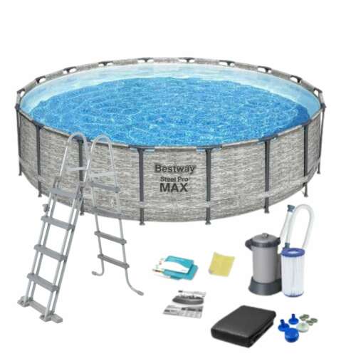 Bestway Steel Pro MAX above ground pool with ladder, filter pump, and cover
