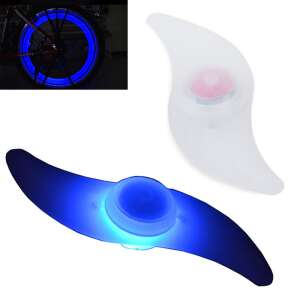 Glowing Overlay blue LED bike spoke light, close-up - Bicycle Light