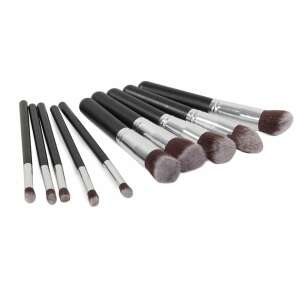 10 piece professional makeup brush set, black handles, silver ferrule - Verk Group Make-up brush & brush