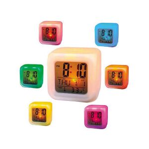 LED Color Changing Alarm Clock showing multiple color variations - InnovaGoods