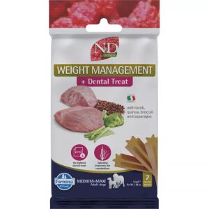 N&D Quinoa Dog Jutalomfalat Dental Weight Man. Lamb Adult Med&max 100g 132227888 - N&D