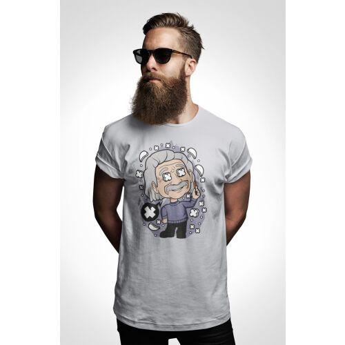 D&B Férfi/Unisex Póló PC00039 Einstein Szürke-Méret S 132229880 - Férfiaknak
