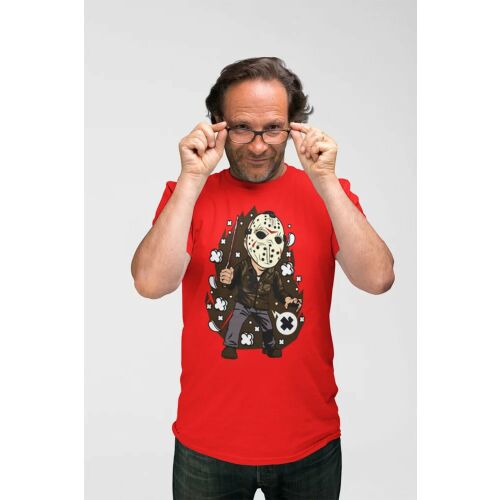 D&B Férfi/Unisex Póló PC00056 Jason Voorhes Piros-Méret S 132230462 