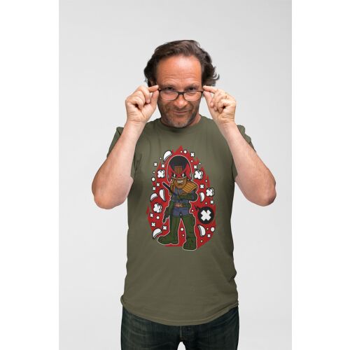 D&B Férfi/Unisex Póló PC00059 Judge Dred Katonai zöld-Méret 3XL 132230536 - Férfi ruházat