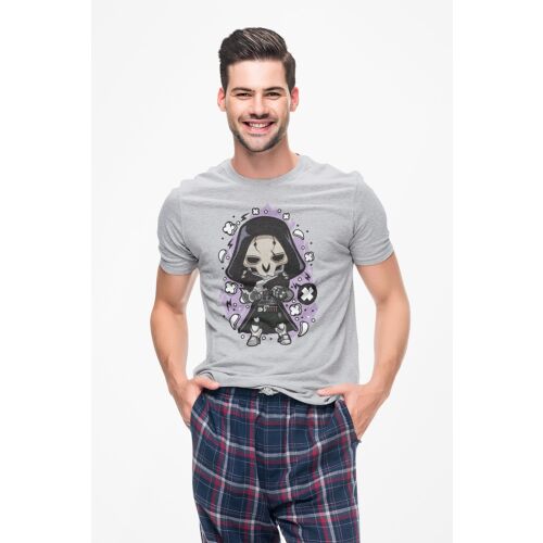 D&B Férfi/Unisex Póló PC00089 Reaper Szürke-Méret XL 132231606 - Divat és öltözködés