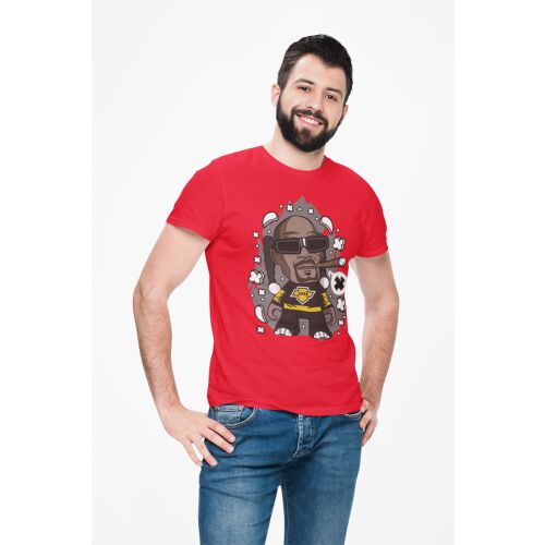 D&B Férfi/Unisex Póló PC00101 Snopp Dog Piros-Méret XL 132232029 - Férfiaknak