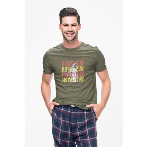 D&B Férfi/Unisex Póló ST00162 Home Run Katonai zöld-Méret M 132233605 - Divat és öltözködés