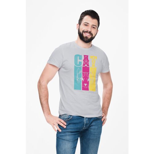D&B Férfi/Unisex Póló ST00206 Cat Szürke-Méret 3XL 132234894 - Férfiaknak