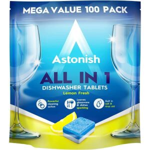 Astonish All in One Citrom Mosogatógép Tabletta, 100 darabos mega csomag a hatékony tisztításhoz - Gépi mosogatás