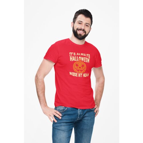 D&B Férfi/Unisex Póló ST00263 Halloween Piros-Méret 4XL 132241251 - Divat és öltözködés