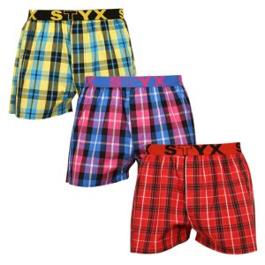 3PACK férfi bő szárú boxeralsók Styx sportos gumipánt többszínű (B9313233) M 134549992 - Férfi ruházat