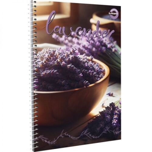T-Creatív A4 spirálfüzet levendula mintával, kockás lapokkal
