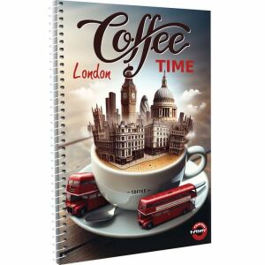T-Creatív London Coffee Time A4 kockás spirálfüzet - T-Creativ